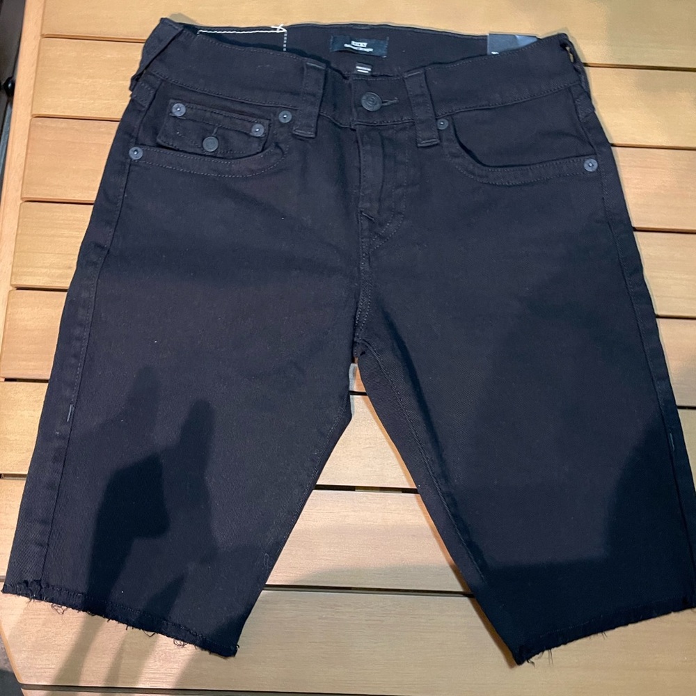 True Religion Black Denim Shorts